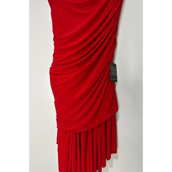 Norma Kamali Diana Uneven Flair Mini Dress Red Size Large/40 NWT One Shoulder - Picture 9 of 11